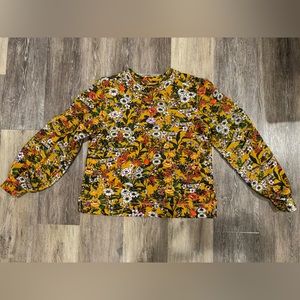 Anthropologie Mustard Floral Long-Sleeve Sweatshirt